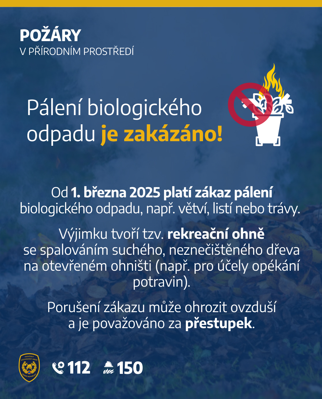 Z&aacute;kaz p&aacute;len&iacute; biologick&eacute;ho odpadu